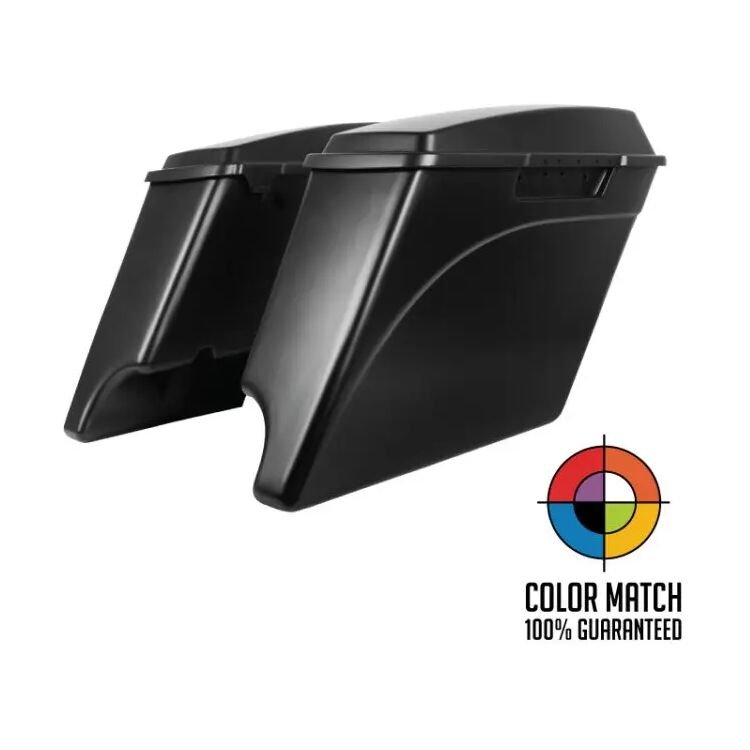 HogWorkz OE Color Matched 4" Stretched Dual Cut Saddlebags For Harley Touring - Image 8